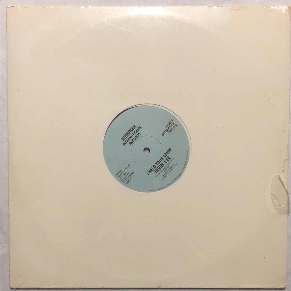Irvin Lee Vinyl Lp Record I Need your Lovin ‘84